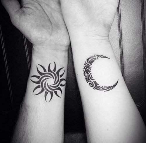 sol y luna tatuaje couplas