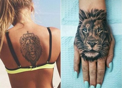 tatuaje leon espalda señora