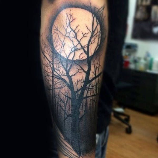 Tatuajes de BOSQUES luna llena