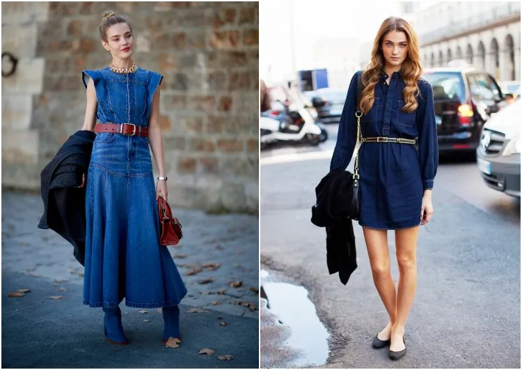 ¿Los vestidos de mezclilla siguen de moda? 10 modelos aún vigentes 2 - 【MioEstilo】 vestido largo de mezclilla manga corta manga larga