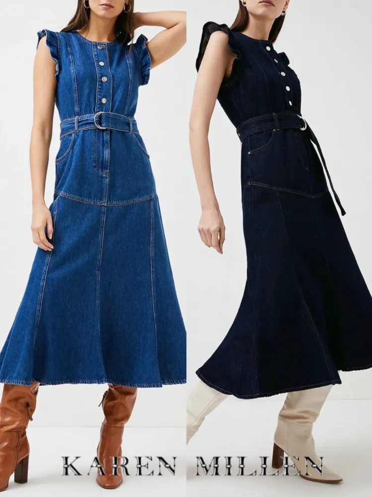 ¿Los vestidos de mezclilla siguen de moda? 10 modelos aún vigentes 10 - 【MioEstilo】 vestido midi denim tendencias primavera verano karren millen 2022