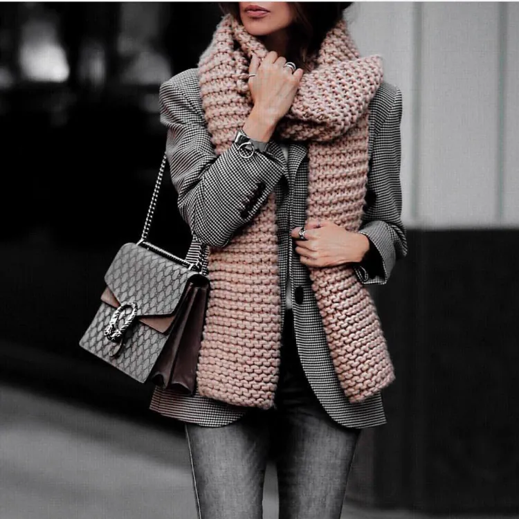 bolso de hombro de cadena de bufanda de punto grueso de tendencias de moda 2022