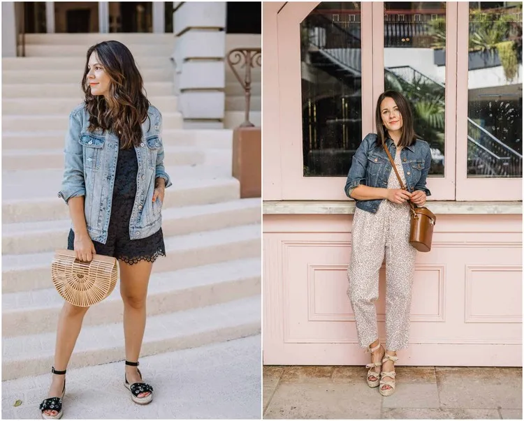 Campera vaquera de mujer: Ideas para lucirla con estilo 5 - 【MioEstilo】 chaqueta de mezclilla de mujer elegante para usar con un mono de bolsa de bambú tendencias de moda primavera-verano 2022