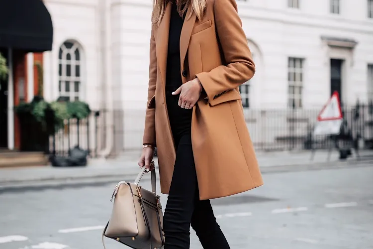 Abrigo camel estilo ropa de trabajo para mujer 2022