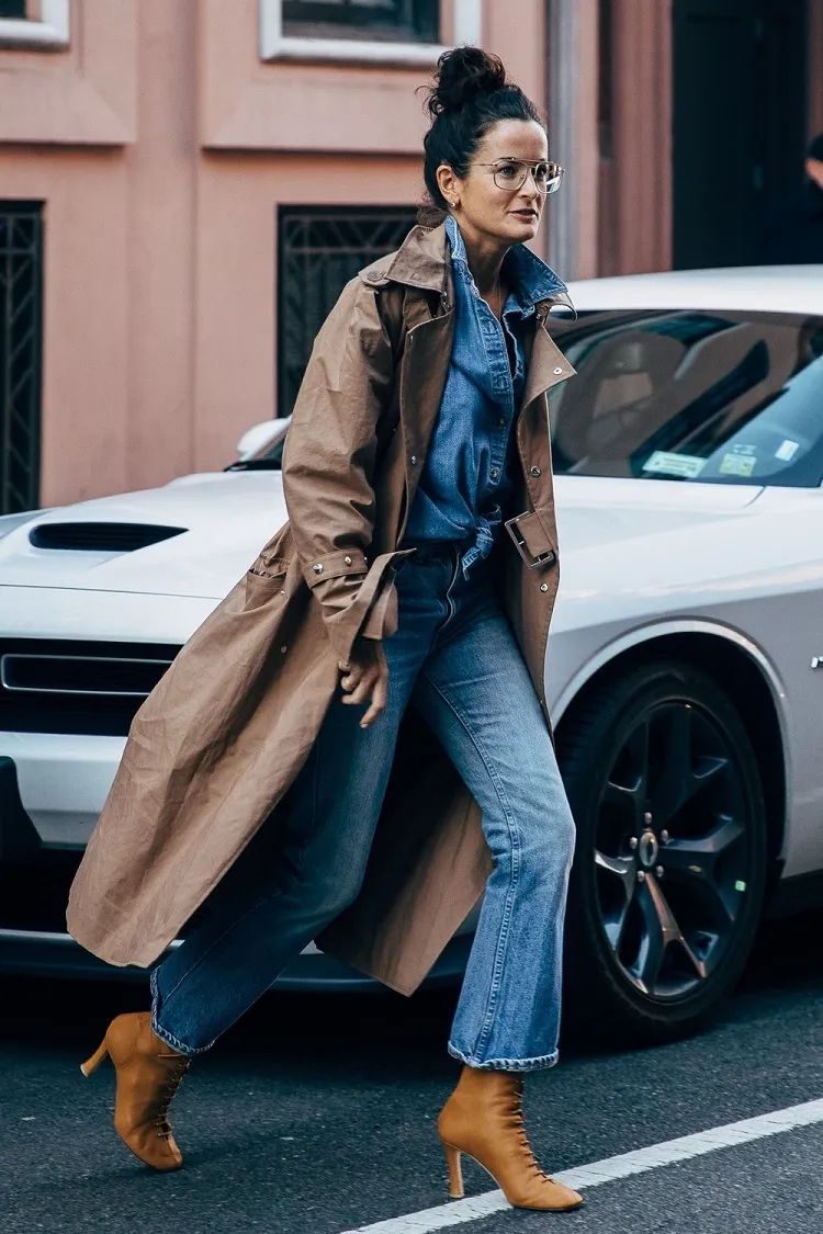 chaqueta vaquera doble total look gabardina de aspecto vaquero
