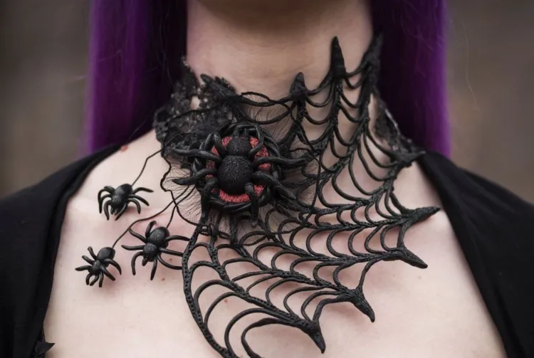 Ideas de tendencias "góticas" que te harán ver muy bien 12 - 【MioEstilo】 collar de tela de araña de estilo neogótico