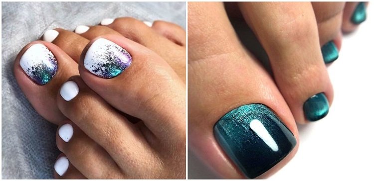 nail art toenail glitter esmalte de uñas pedicure tendencias verano 2021
