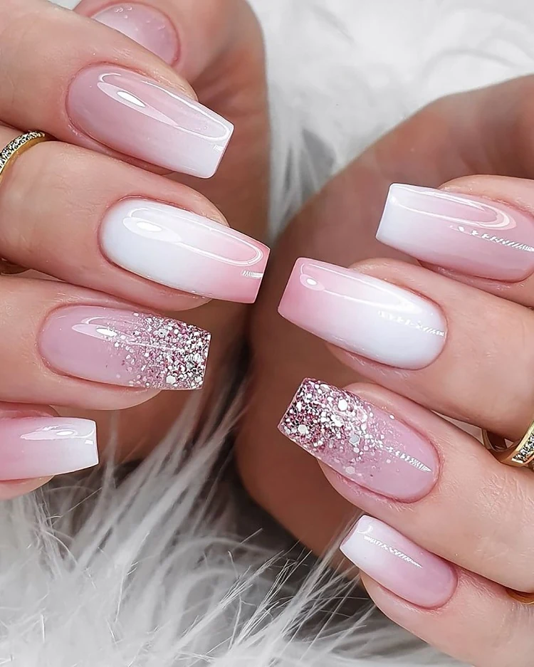 polvo de uñas de boda rosa