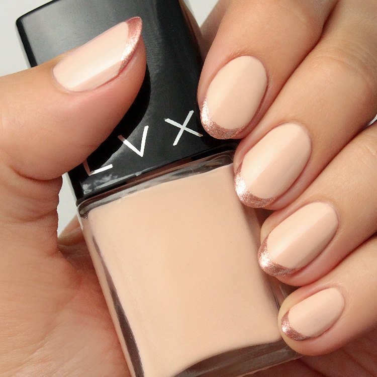 uñas nude nail art manicura francesa oro rosa