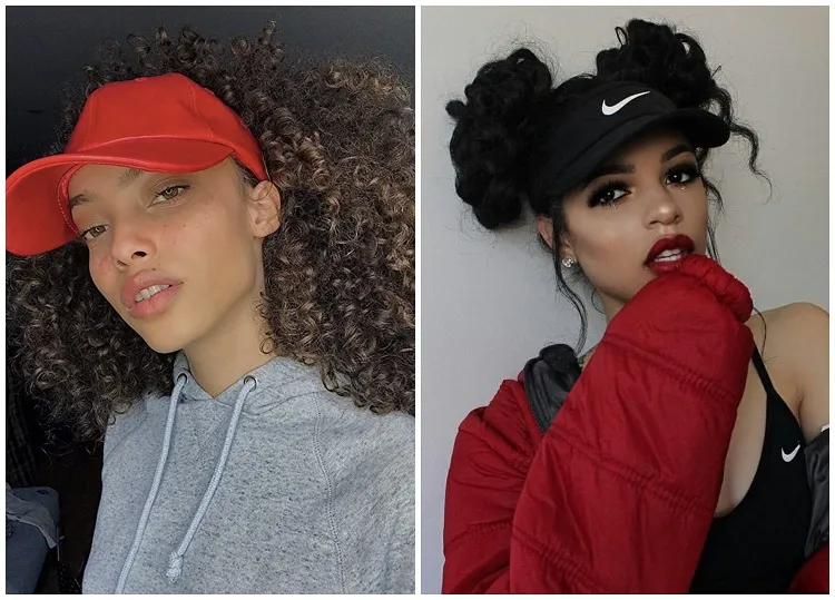 que gorro de pelo rizado con flequillo mujer verano 2022