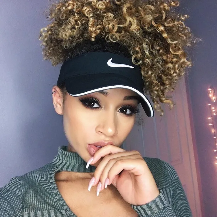 sombrero de pelo rizado afro para mujer 