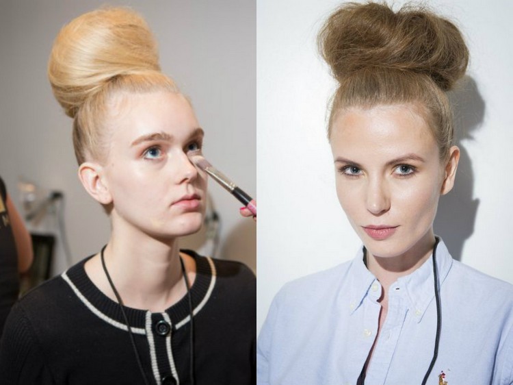 peinados tendencias mujer moño alto bagel look retro