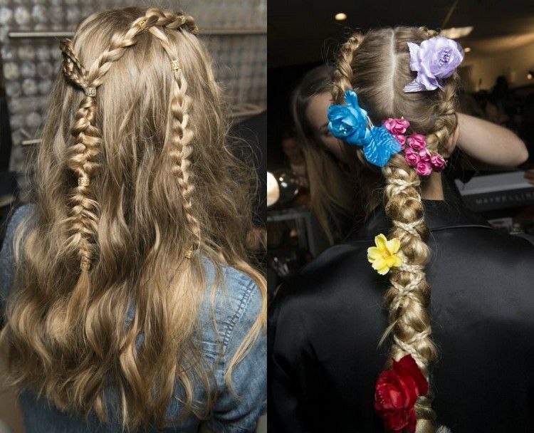peinado tendencias mujer trenzas alfombras pelo accesorios flores
