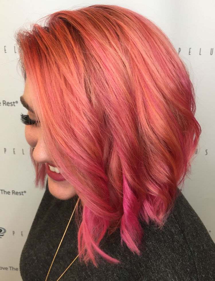 Tinte de cabello coral inspirado en el tono del año Pantone de este año 18 - 【MioEstilo】 Tendencia de cabello balayage en tonos rosa coral de moda en 2019