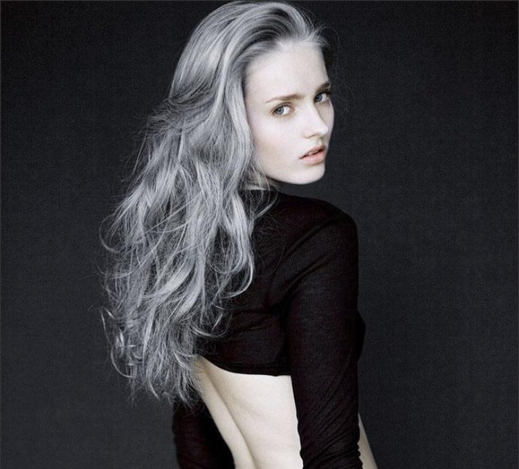 cabello gris largo y rizado gente joven sal pimienta ideas 2016