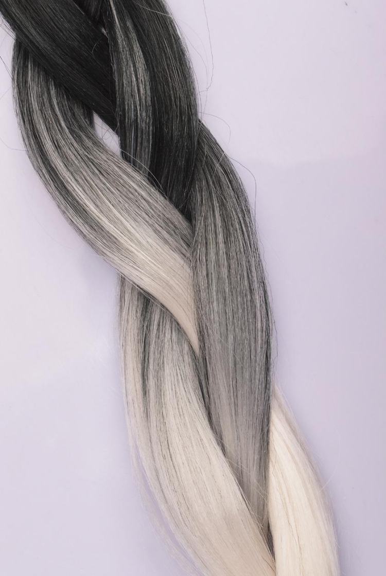 cabello gris moda 2016- extensiones de trenza tonos de gris