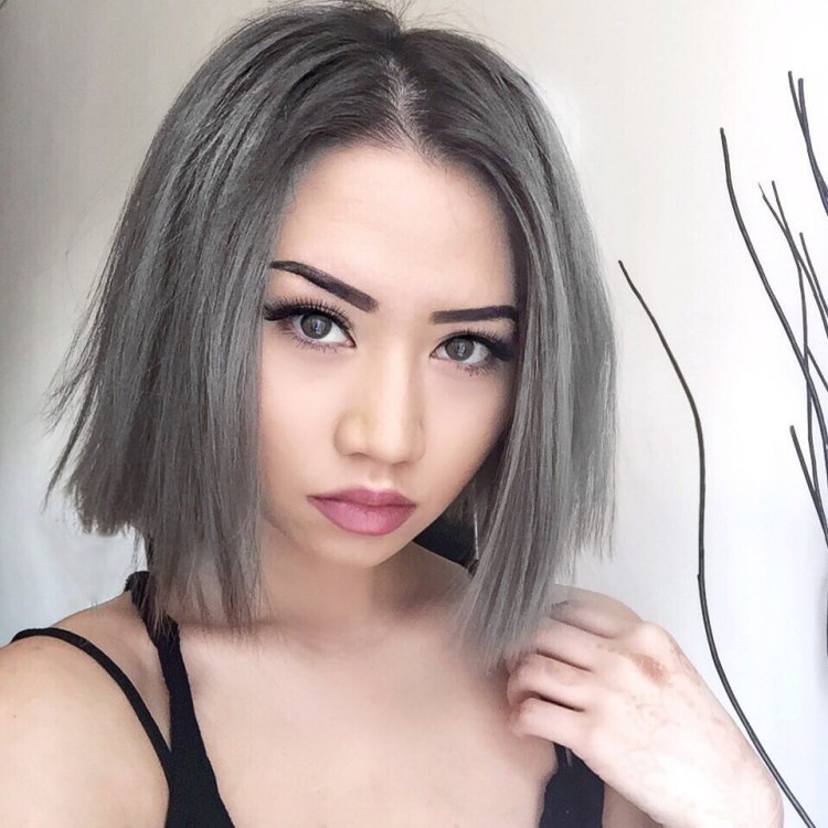 cabello gris oscuro moda - corte bob de longitud media