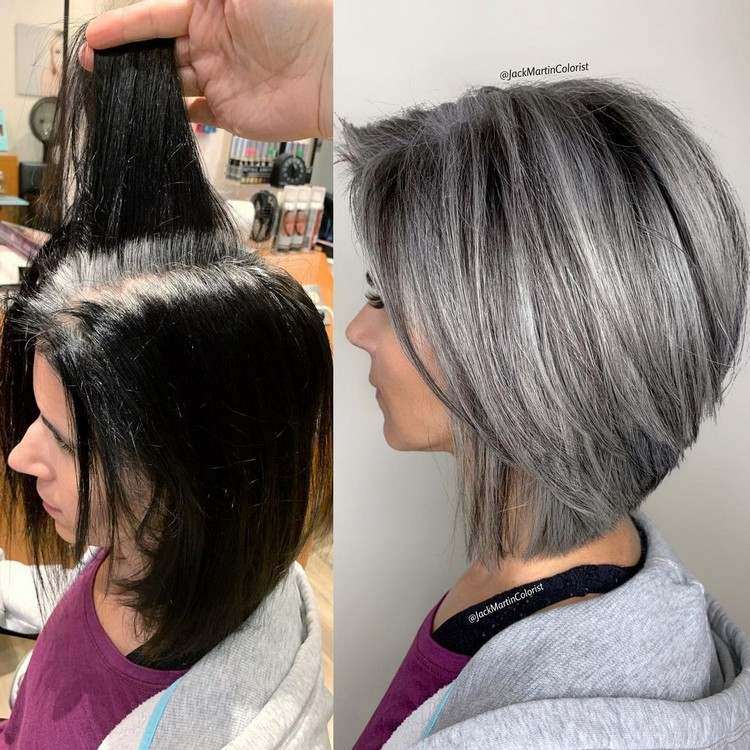 Peinado sal y pimienta en una diversidad de estilos elegantes para probar 19 - 【MioEstilo】 bob en tonos sal y pimienta para tu cabello