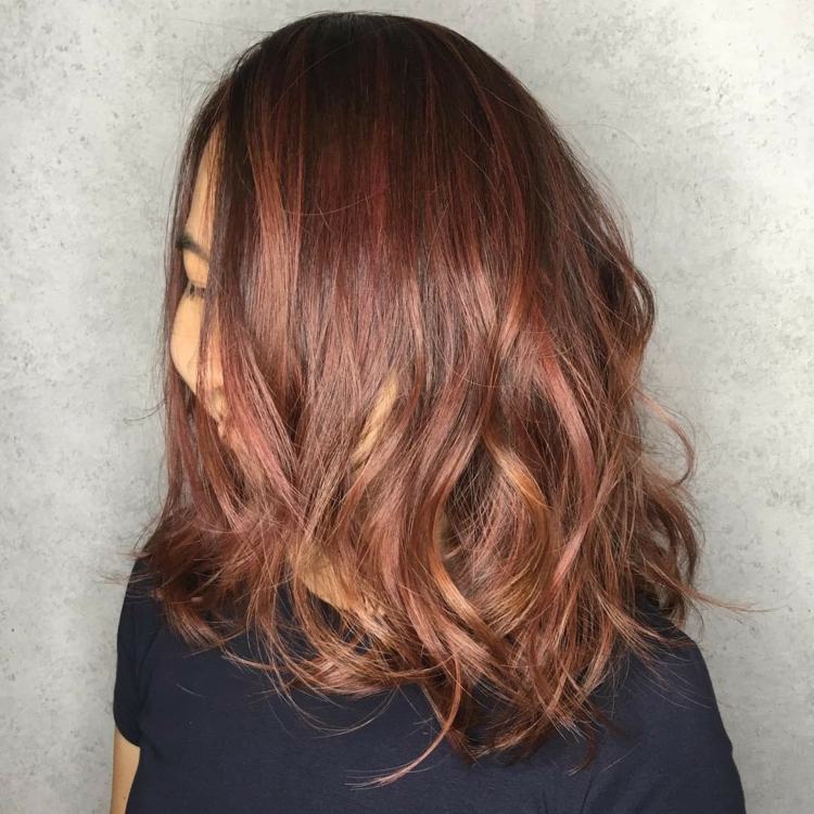 la última moda de tonalidades para mujeres de cabello oscuro 28 - 【MioEstilo】 cabello castaño rosa balayage tendencia de color de cabello miel para morenas