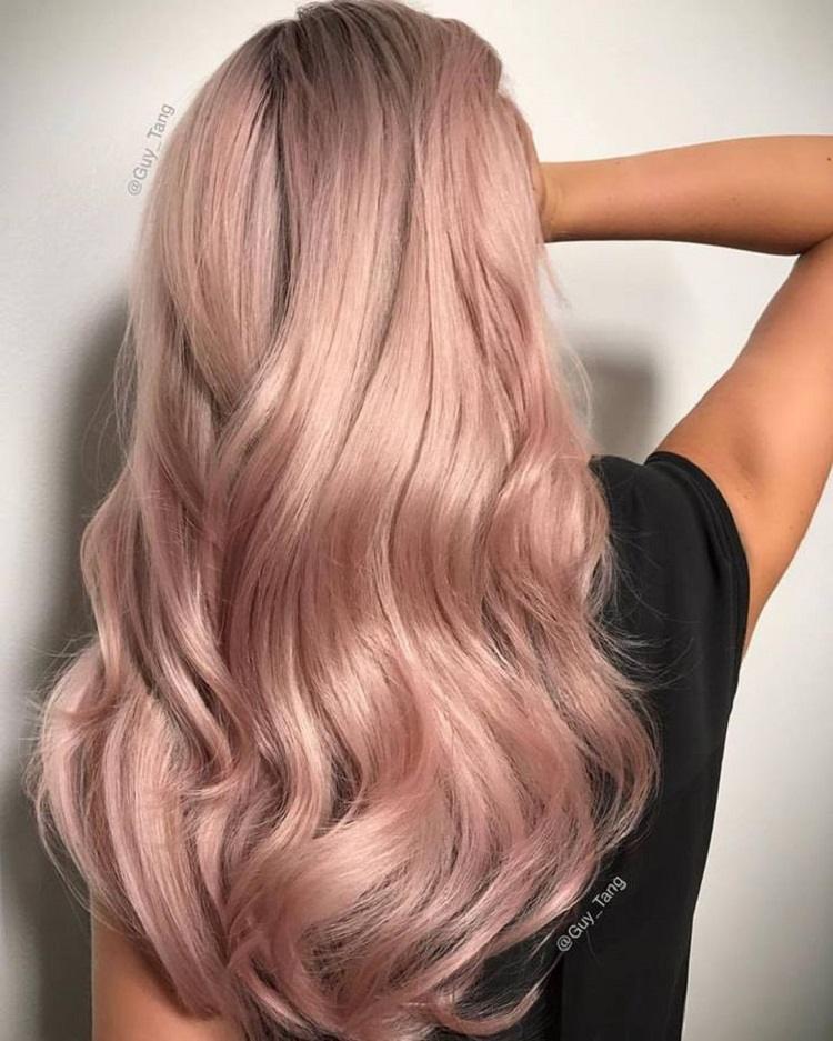 color de cabello rosa dorado 2021