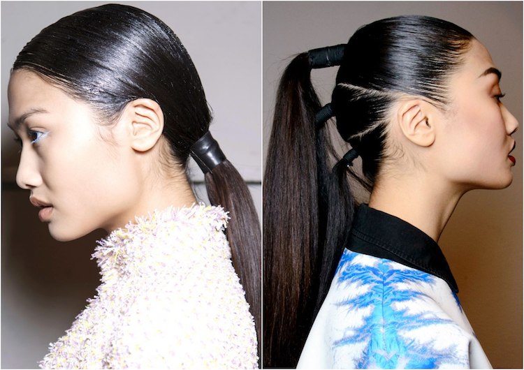 estilo de cabello de niña adolescente primavera verano 2018 cola de caballo envuelta en cuero