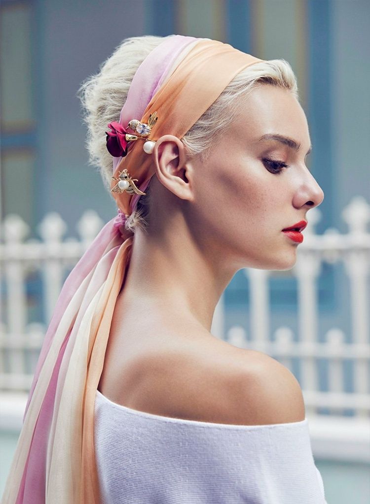 Estilos de peinados con pañuelos - ideas para este verano 3 - 【MioEstilo】 pañuelo en peinado para cabello corto