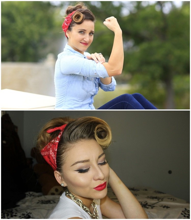 Estilos de peinados con pañuelos - ideas para este verano 19 - 【MioEstilo】 Peinado años 50 con pañuelo pin-up