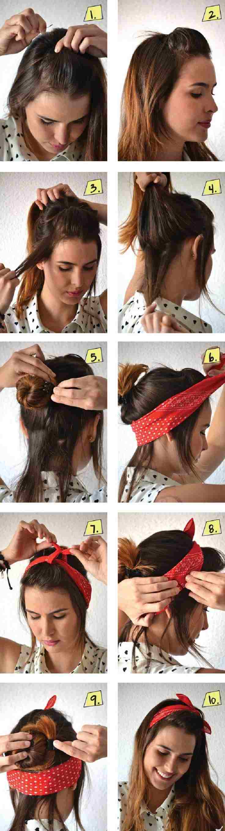 peinado-diadema-tuto-bandana-rojo-blanco-lunares2 diadema