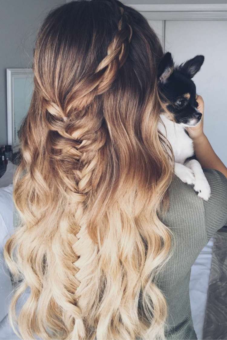bohemio chic peinado trenza coloración barrido sombreado