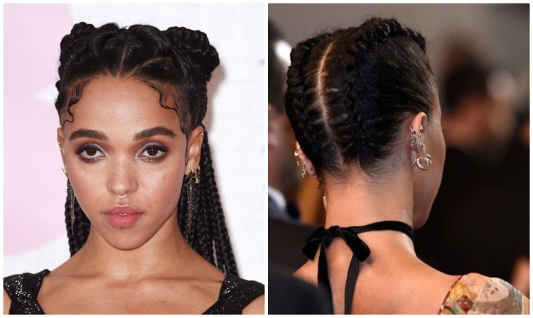peinado con trenza pelo rizado