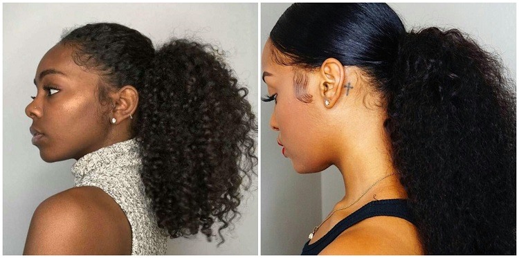 idea de peinado de cabello rizado con gel y banda elástica de coletas bajas