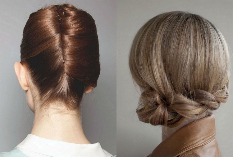 peinado pelo medio banana bun