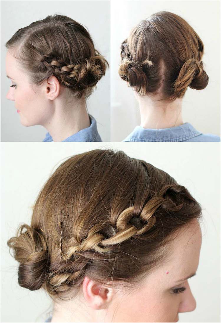 Descubre nuestro tutorial de peinados sencillos para cabello mediano y largo que puedes hacer en casa 14 - 【MioEstilo】 peinado sencillo cabello mediano largo hazlo tú misma trenzas encadenadas pequeños moños