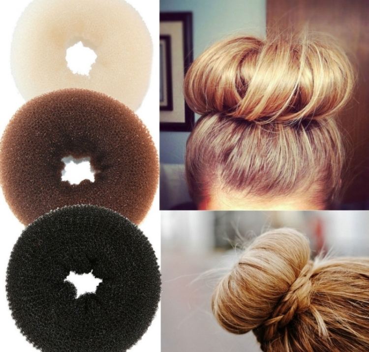peinado sencillo para crear donut recogido alto en pelo largo