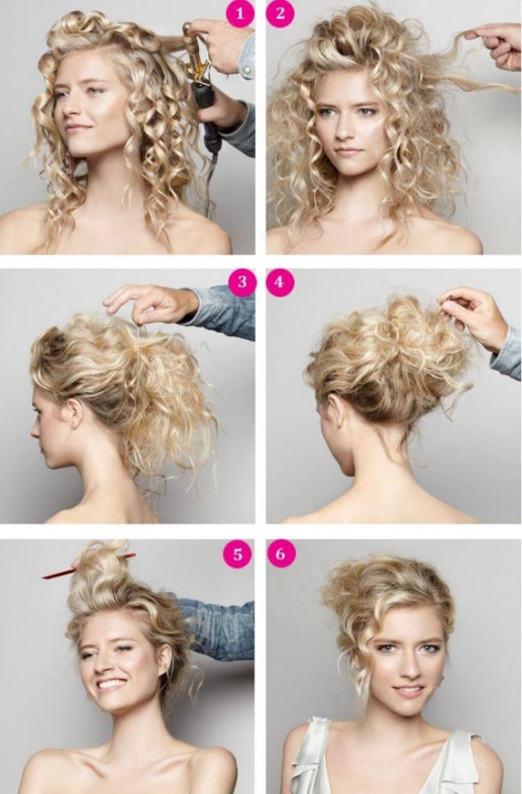 Estilos sencillos para realizar en 50 propuestas de cabello largo y de tamaño medio 7 - 【MioEstilo】 peinado sencillo para cabello rizado: moño abultado