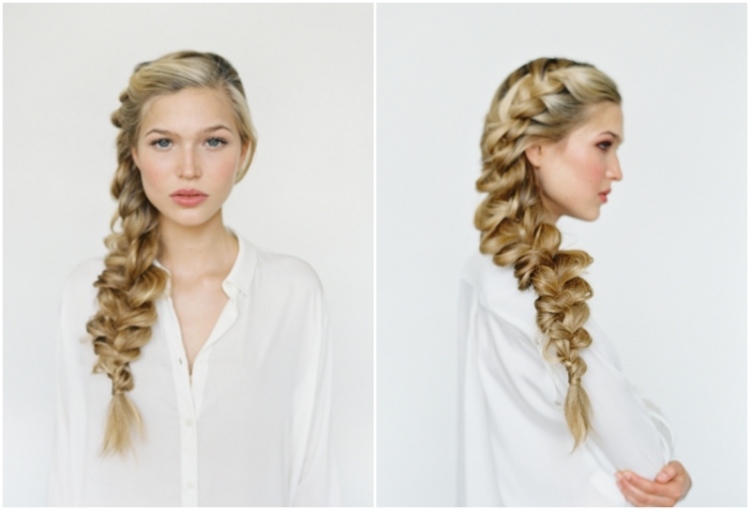 Peinado sencillo: trenza cola de sirena en el lado ligeramente despeinado peinado con trenza de sirena bohemia del lado despeinado fácil de hacer