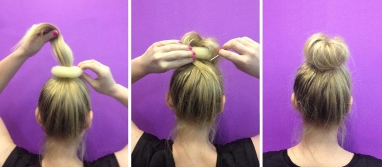 Estilo sencillo: moño alto con dona peinado de moño alto fácil de hacer para el cabello