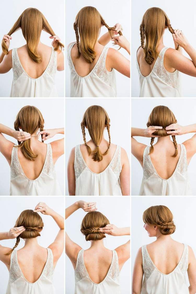 peinado sencillo-moño bajo-cabello extenso