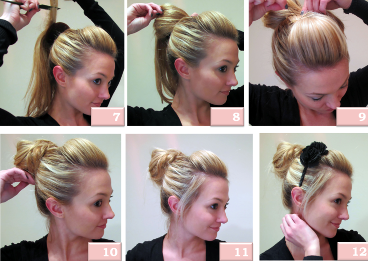 peinado sencillo para hacer moño alto cabello extenso