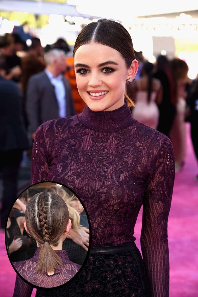 Más de 50 sugerencias de verano inspiradas en las celebridades 8 - 【MioEstilo】 peinado mujer 2018 verano lucy hale mirada simple alfombra roja tendencia cola de caballo corta despedida centro