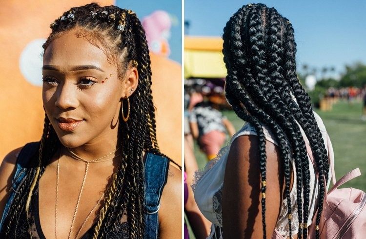 El peinado de moda en el Festival de Coachella con trenzas africanas elegantes