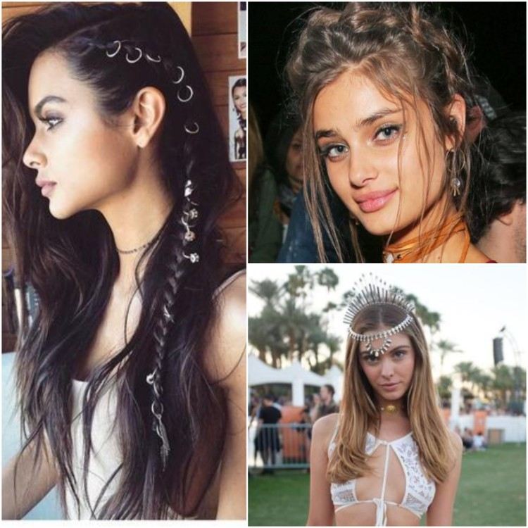 Estilos de cabello con accesorios del evento de Coachella