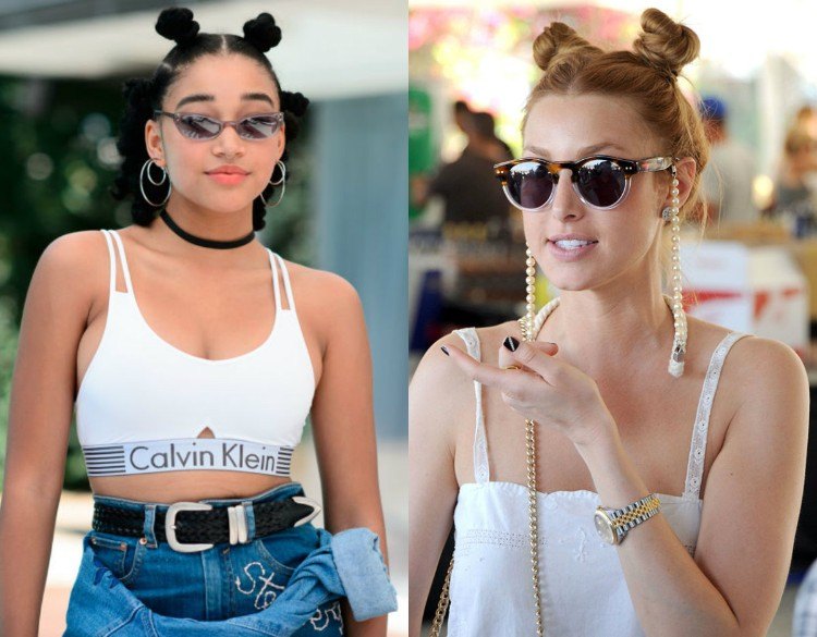 El peinado del evento de Coachella se muestra como tendencia, en primer plano, moños, macarrones.