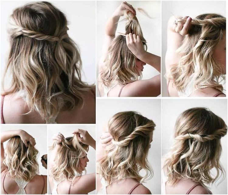 Estilos de fiesta sencillos para mujeres con pelo corto. 5 - 【MioEstilo】 peinado sencillo pelo corto girar corona