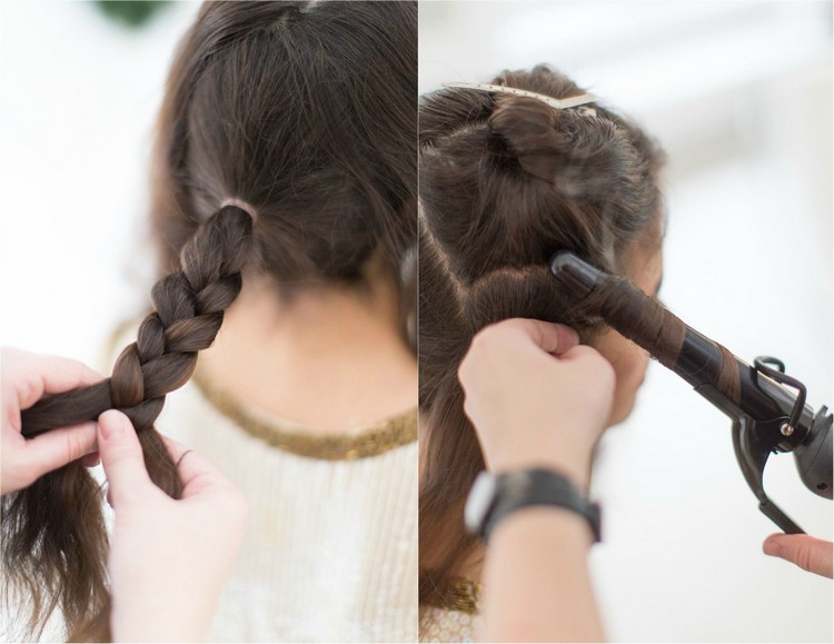 estilo para la Nochevieja rizador-rizos-trenza-lateral