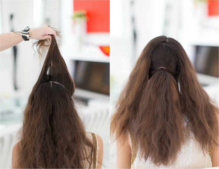 estilo para la Nochevieja secciones-separadas-cabello-cola-caballo