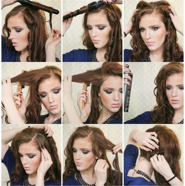 estilo para la Nochevieja cabello largo-rizos-lado