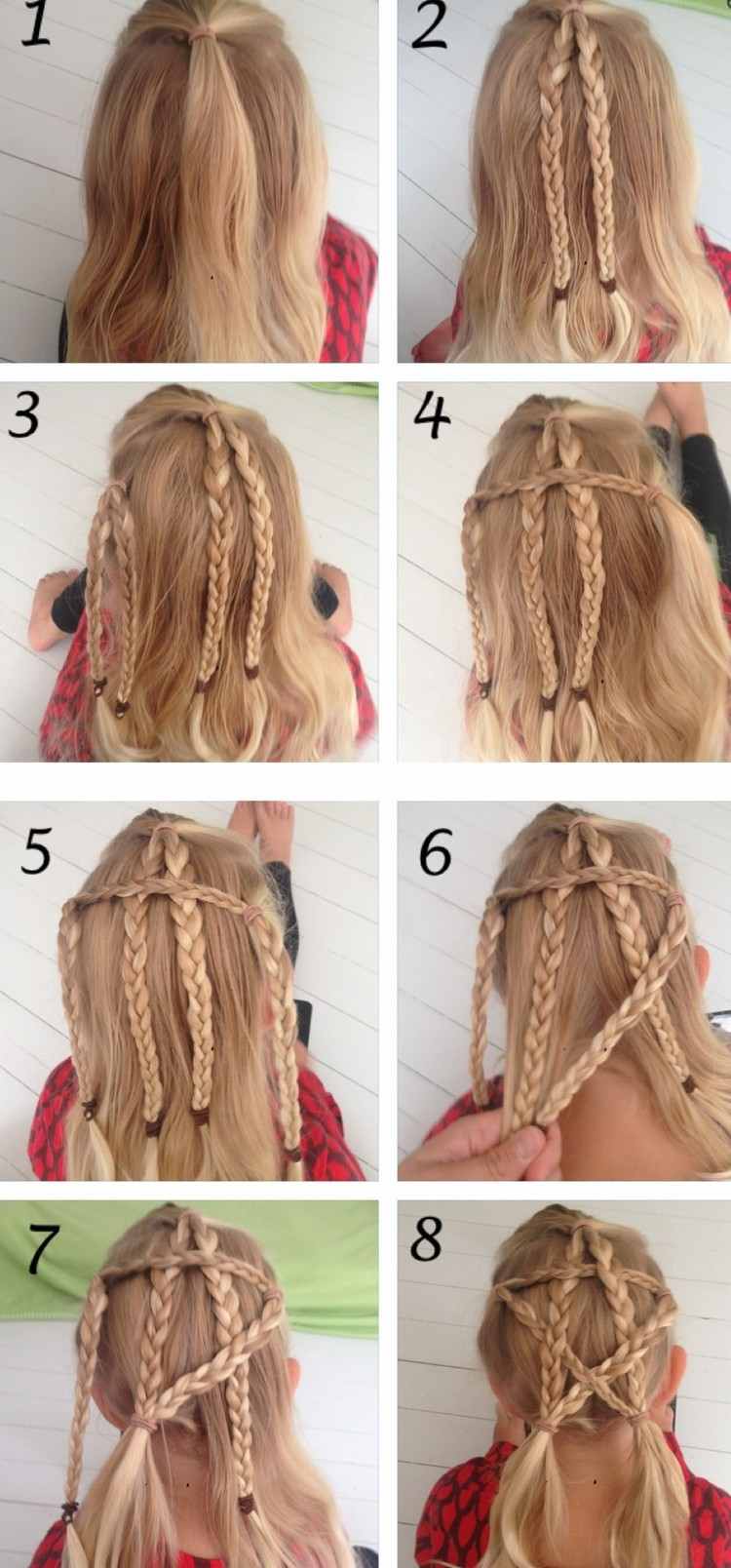 peinado de niña con trenza en forma de estrella, idea inusual y fácil para el día a día