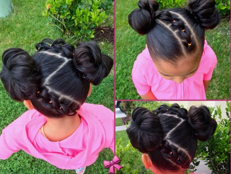 trenza espacial niña peinado bollos originales bollos altos trenzas trenzadas cabello afro