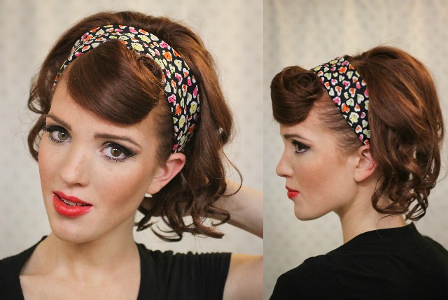 Peinado-pin-up-pañuelo-cabello-suelto-rizo-Tirabuzón